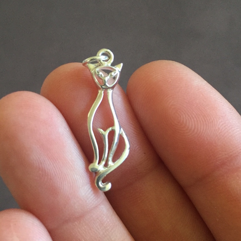 Cat Necklace in Sterling Silver - Adjustable Chain - Picture 3 of 5